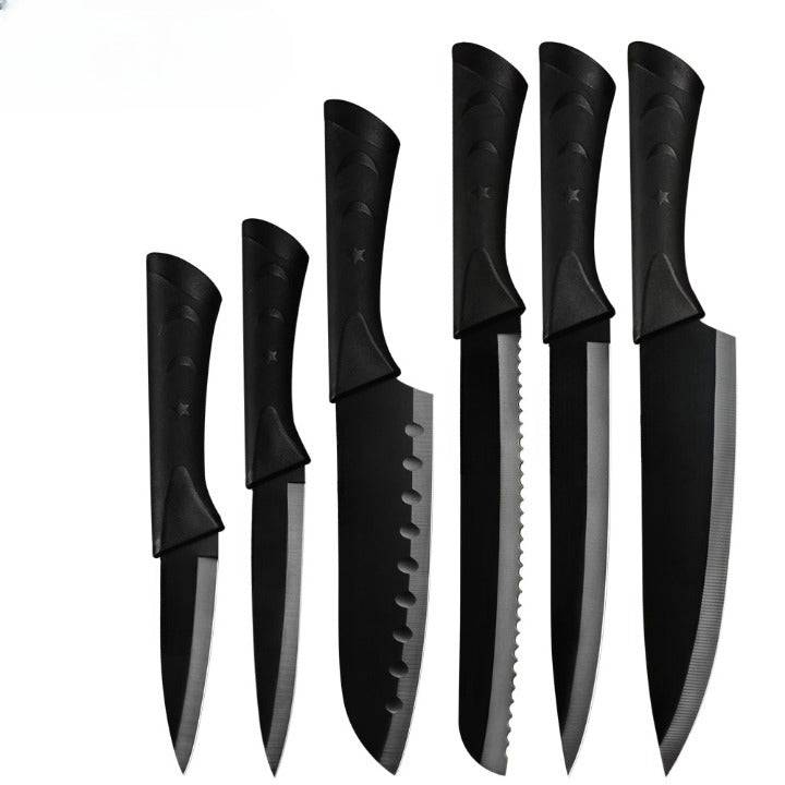 6Pcs Kitchen Steak Knives Set Japanese Damascus Style Stainless Steel Chef  Knife
