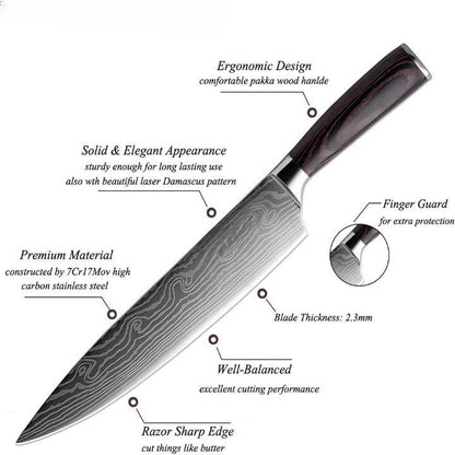 Migoto Damascus Steel Style Japanese Chef Kitchen Knife Set
