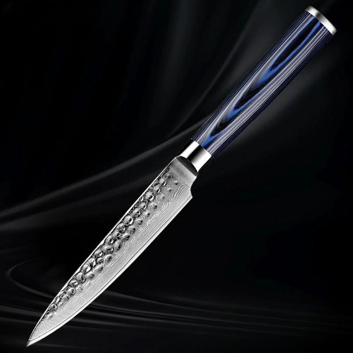 ChopMaster Pro Handmade Damascus Kitchen Knife Set - 5 Piece Blue G10 Handle Collection