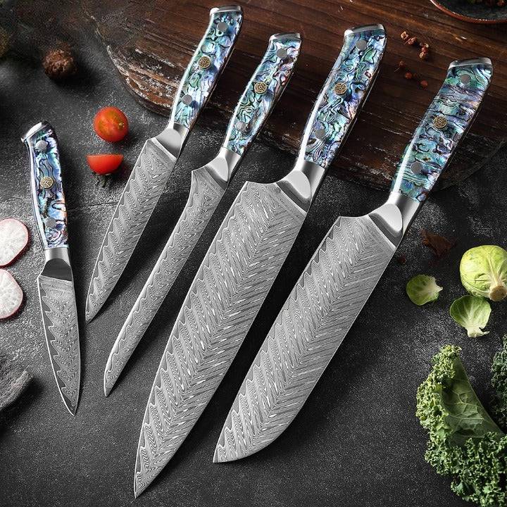 Kenka Damascus VG10 Steel Japanese Chef Kitchen Knife Set – The