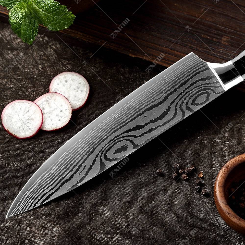 Tafu VG10 Damascus Steel Japanese Chef Kitchen Knife Set