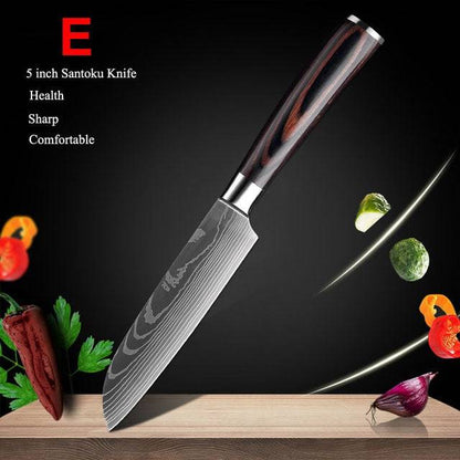 Tsuyoi Premium Japanese Damascus Steel Style Chef Kitchen Knife Set