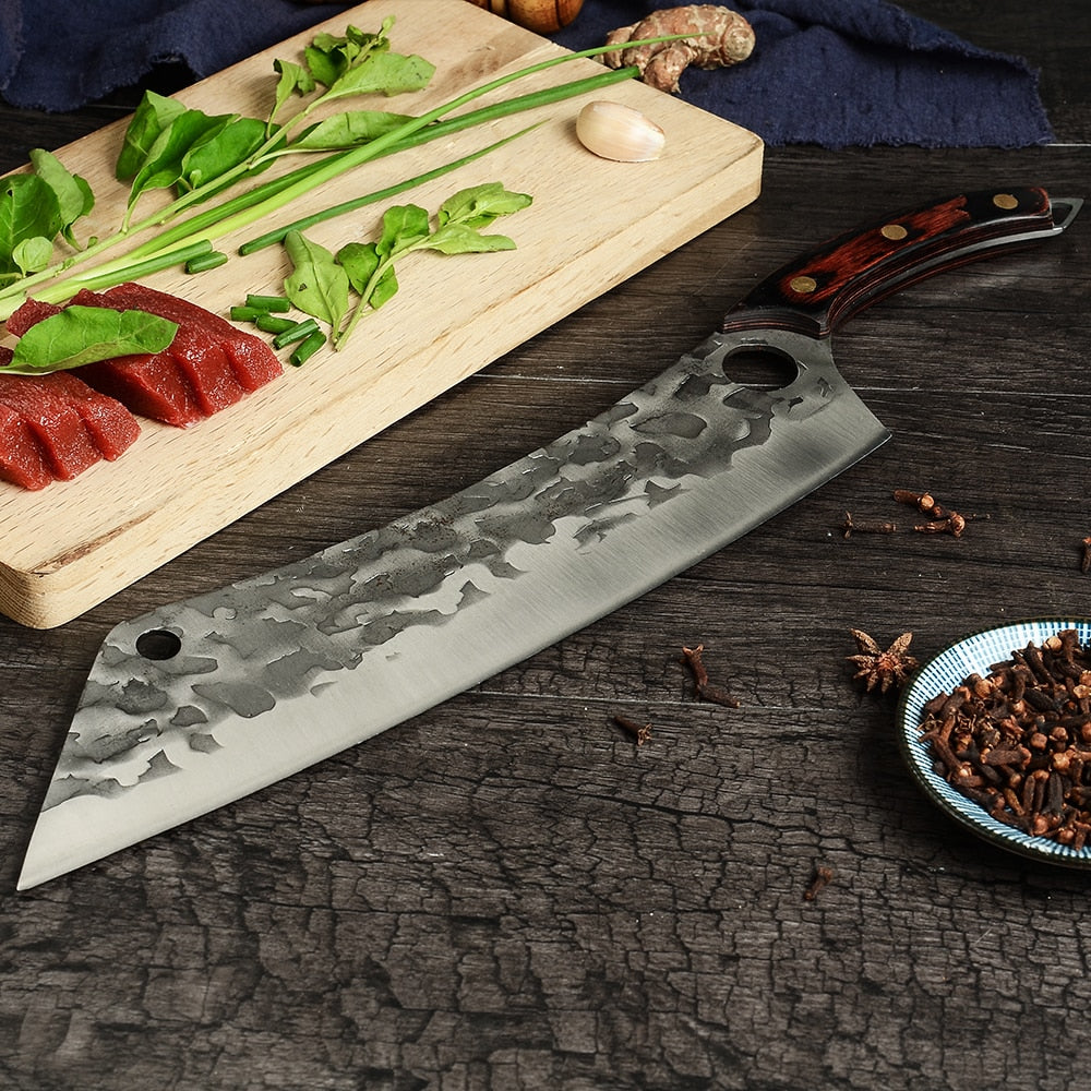 The Chop Stop Custom Kitchen High Carbon Steel 12.5 Inch Long Chef Kni