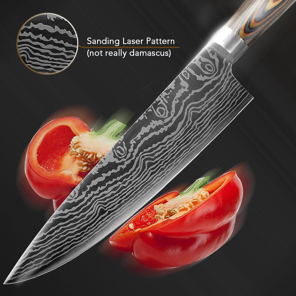 Pawafuru Damascus VG10 Japanese Steel Kitchen Knives