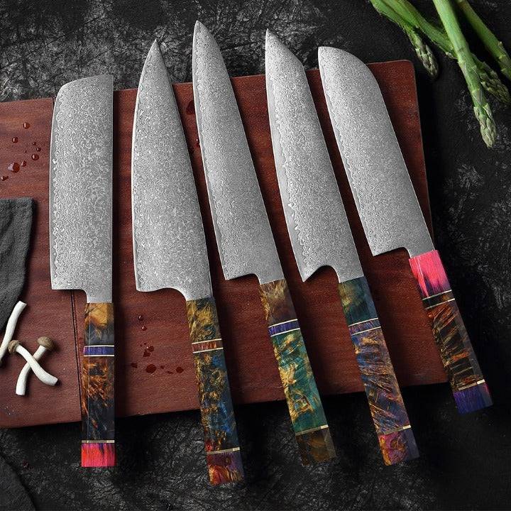 Utsukushi Japanese Damascus Steel VG10 Chef Kitchen Knife Set