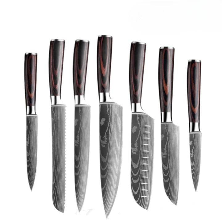 Tsuyoi Premium Japanese Damascus Steel Style Chef Kitchen Knife Set