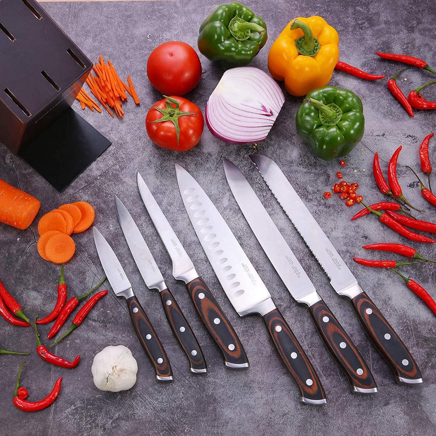 7 Knife Pro Chef Set German 1.4116 Stainless Steel