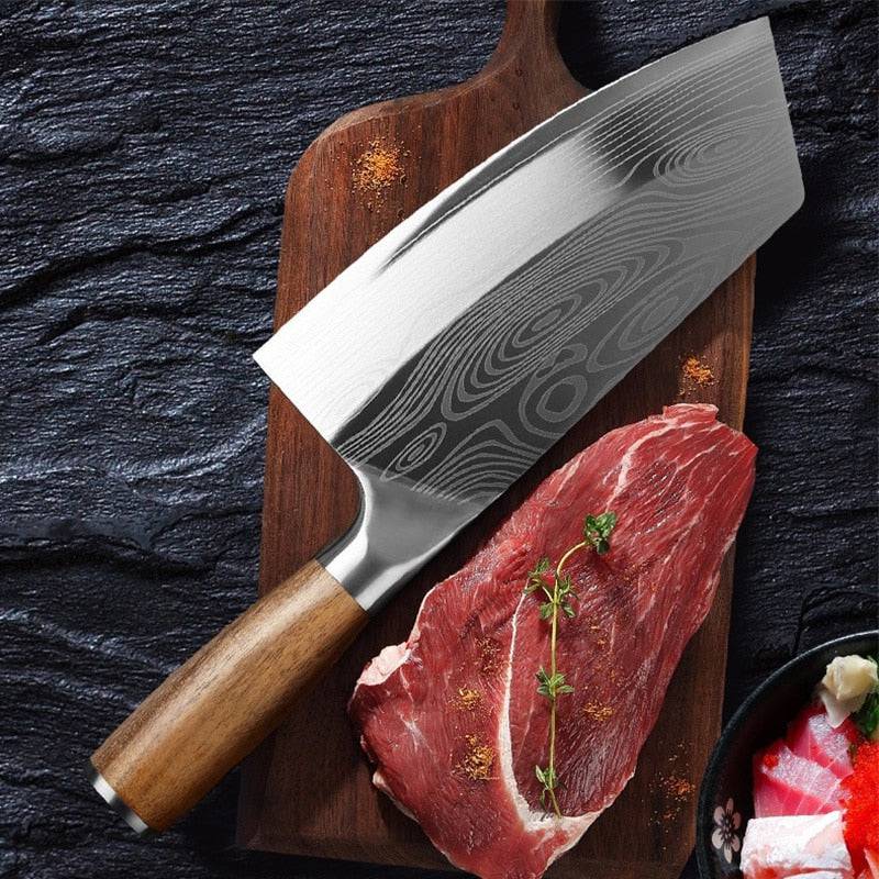 Chop Stop Chef Cleaver Knife Stainless Steel Razor Sharp