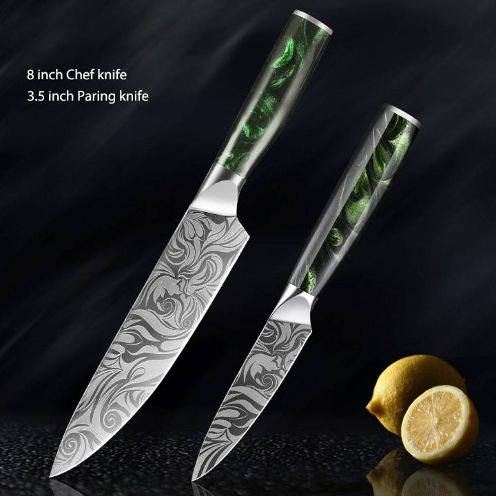 Densetsu VG10 Damascus Steel Japanese Chef Kitchen Knife Set