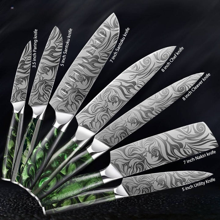  Damascus Kitchen Knife Set with Block, VG10 Damascus Steel,  Stain & Rust Resistant, Knives Set for Kitchen Included Chef Knife, Santoku  Knife, Paring Knife: Home & Kitchen